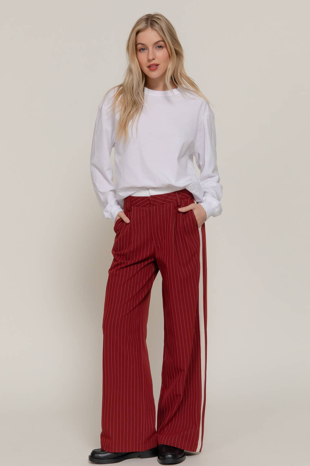 Side Stripe Detail Y/D Stripe Long Pants