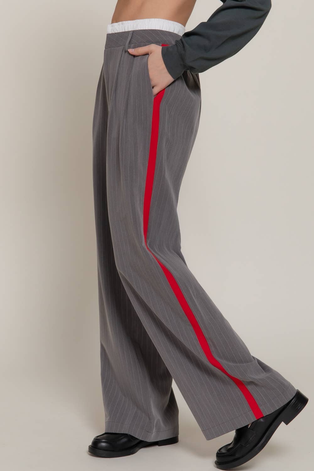 Side Stripe Detail Y/D Stripe Long Pants