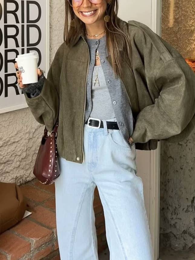 Suede Touch Bomber Jacket