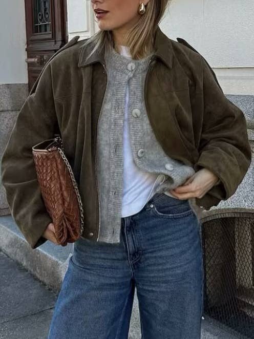 Suede Touch Bomber Jacket