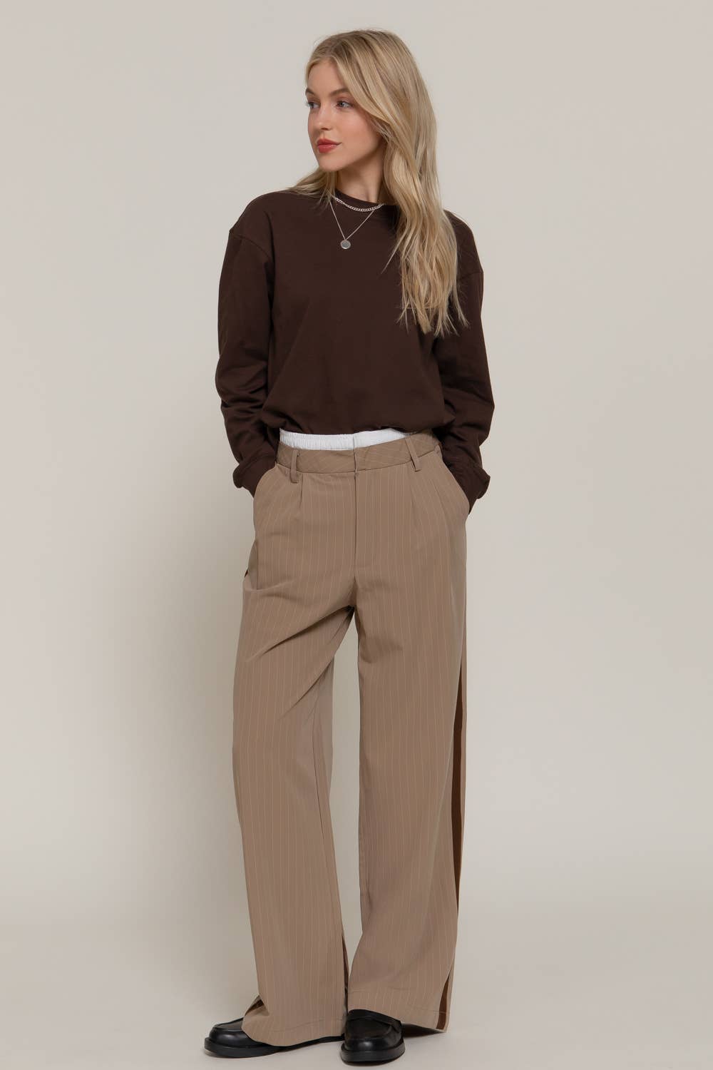 Side Stripe Detail Y/D Stripe Long Pants